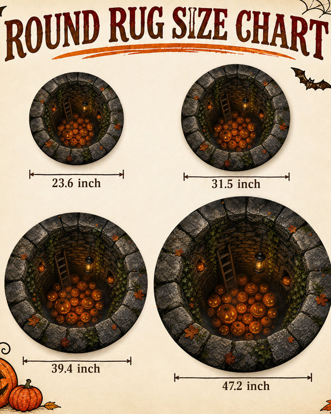 Halloween Round Rug Pumpkin Well 3D Spooky Doormat