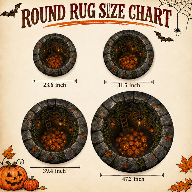 Halloween Round Rug Pumpkin Well 3D Spooky Doormat