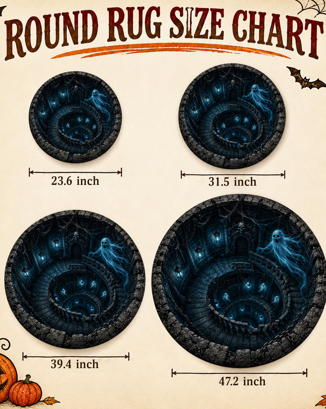 Halloween Round Rug Ghost Spiral Dungeon Doormat