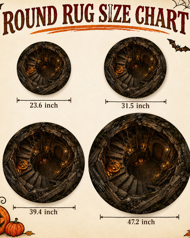 Halloween Round Rug Haunted Dungeon Stairway Doormat