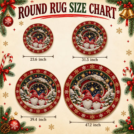 Christmas Round Rug Gnome Starry Night Holiday Doormat