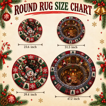 Christmas Round Rug Snowman Holiday Doormat