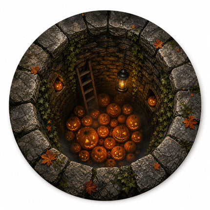 Halloween Round Rug Pumpkin Well 3D Spooky Doormat