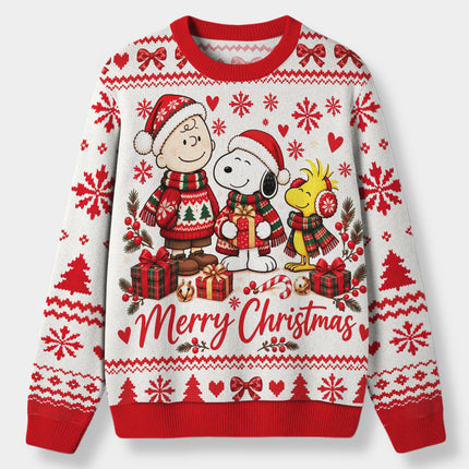 Funny Christmas Cartoon Ugly Sweatshirt Merry Christmas Friends