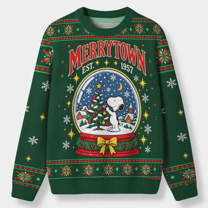 Funny Christmas Snow Globe Ugly Sweatshirt Merrytown Dog Design
