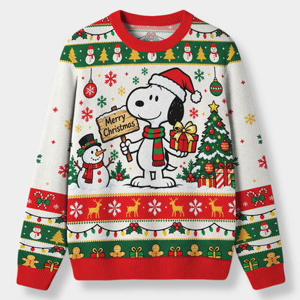 Funny Christmas Dog Ugly Sweatshirt Santa Hat Gift Print