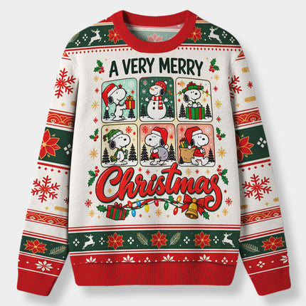 Funny Christmas Dog Ugly Sweatshirt Very Merry Cartoon Holiday