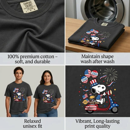 Comfort Colors 250th USA Patriotic Scooter Dog T-Shirt