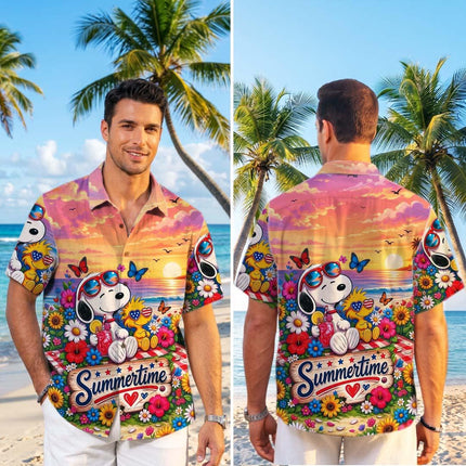 Beach Summer Sunset Tropical Floral Vacation Hawaiian Shirt