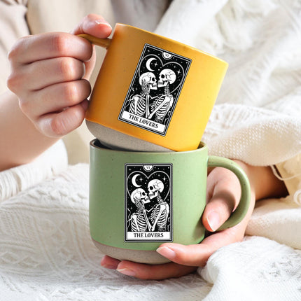 The Lovers Tarot Halloween Pottery Mug Skeleton Couple Gift
