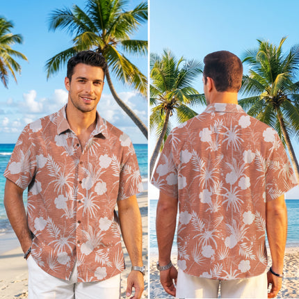 Beach Summer Coral Tropical Palm Floral Hawaiian Shirt