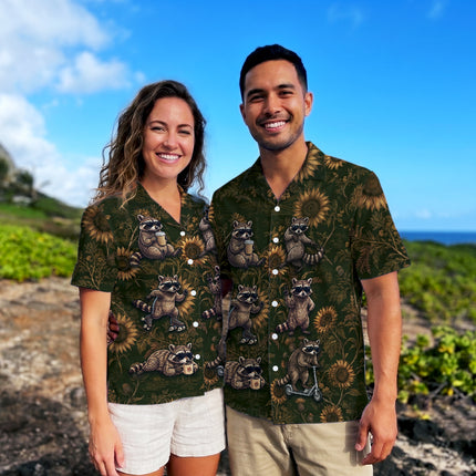 Funny Raccoon Sunflower Summer Vacation Hawaiian Shirt