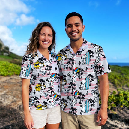 Pink Palm Surf Beach Summer Vacation Hawaiian Shirt