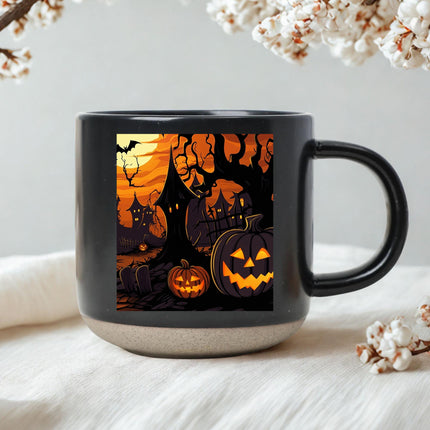 Jack O Lantern Halloween Pottery Mug Haunted House Spooky Decor