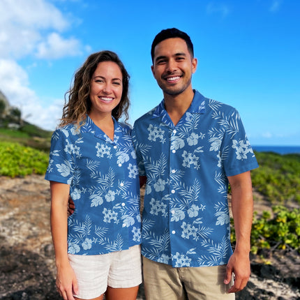 Beach Summer Blue Tropical Floral Hawaiian Shirt