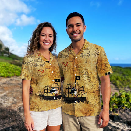 Pirate Treasure Map Adventure Summer Hawaiian Shirt