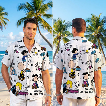 Dog Lover Friendship Paw Print Summer Hawaiian Shirt HW_SNPY37-SL02-DS04