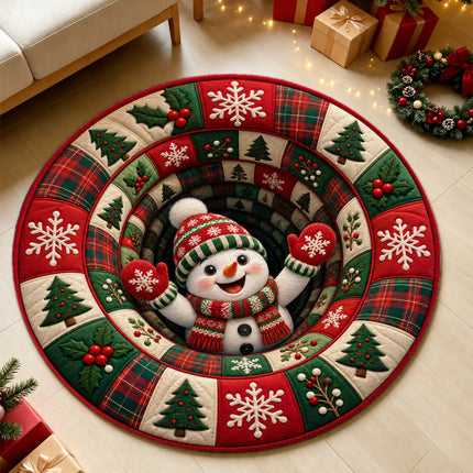 Christmas Round Rug Snowman Holiday Doormat