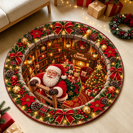Christmas Round Rug Gnome Gift Holiday Doormat
