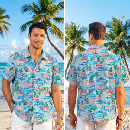 Tropical Island Palm Tree Ocean Beach Summer Hawaiian Shirt