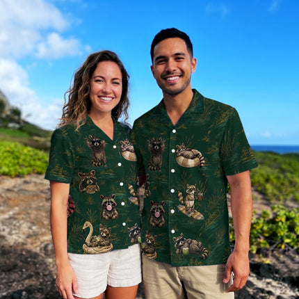 Funny Vacation Raccoon Summer Tropical Hawaiian Shirt