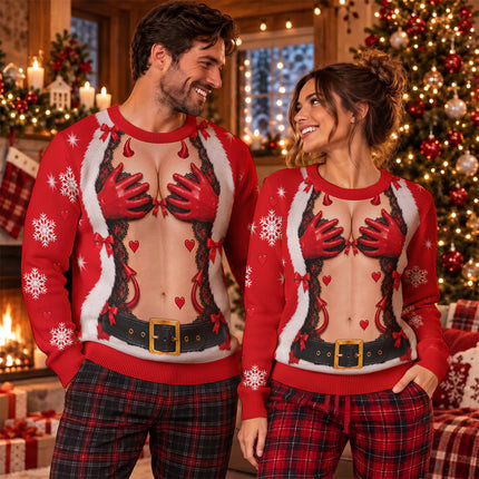 Naughty Santa Ugly Sweatshirt Funny Devil Christmas Party Outfit