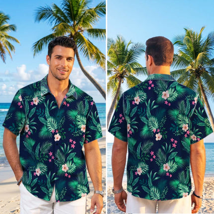Beach Summer Tropical Green Floral Hawaiian Shirt