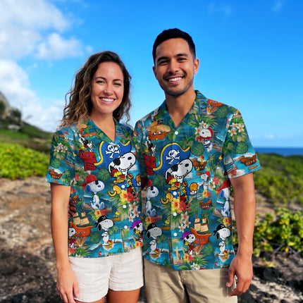 Pirate Tropical Beach Floral Summer Vacation Hawaiian Shirt