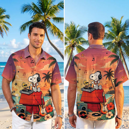 Tropical Sunset Music Beach Summer Hawaiian Shirt