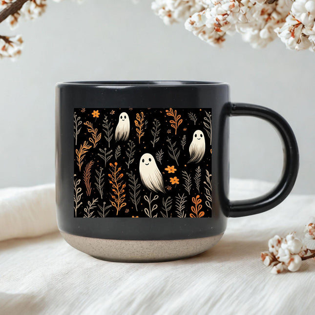 Halloween Pottery Mug Cute Ghost Floral Spooky Season Cup