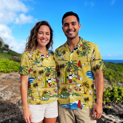 Yellow Tropical Beach Windsurf Summer Hawaiian Shirt