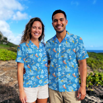 Beach Summer Surf Tropical Floral Blue Hawaiian Shirt