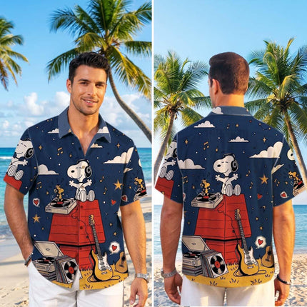 Music Night Sky Vintage Guitar Summer Hawaiian Shirt