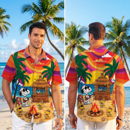 Tropical Beach Tiki Sunset Summer Hawaiian Shirt