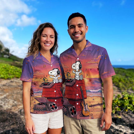 Tropical Sunset Music Beach Summer Hawaiian Shirt