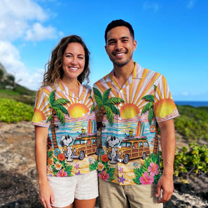 Tropical Beach Sunset Surf Van Hawaiian Shirt