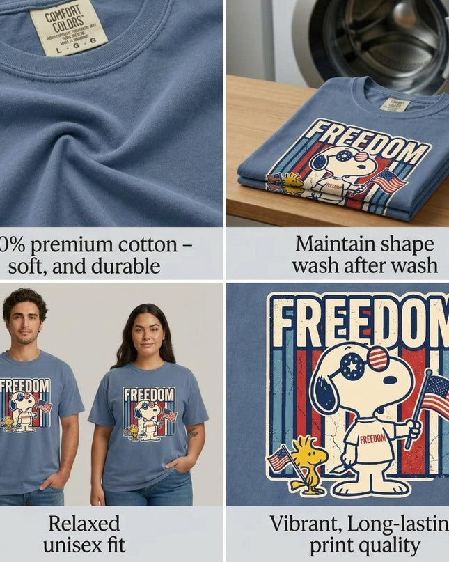 11 - AuraNations - Comfort Colors 250th Anniversary USA Retro Freedom Dog T-Shirt - Blue Jean / S - 250TH ANNIVERSARY, ALL, COMFORT COLORS, NO CUSTOM, PRODUCTS, SNPY, TSHIRT