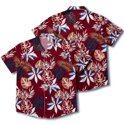 Beach Summer Tropical Red Leaf Print Hawaiian Shirt