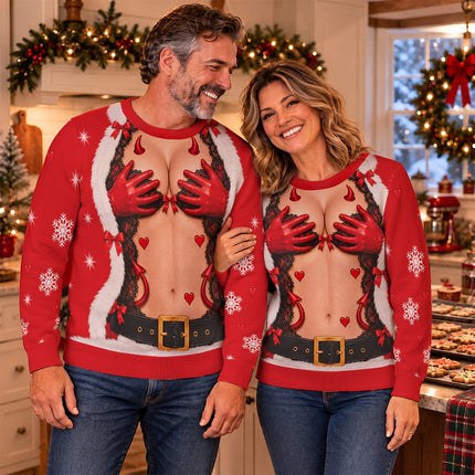 Naughty Santa Ugly Sweatshirt Funny Devil Christmas Party Outfit