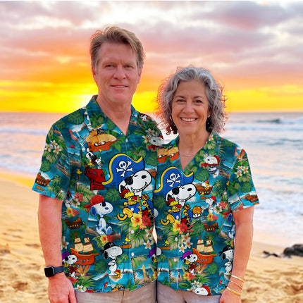 Pirate Tropical Beach Floral Summer Vacation Hawaiian Shirt