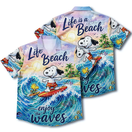 Life Is Beach Enjoy The Waves Tropical Summer Hawaiian Shirt