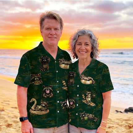 Funny Vacation Raccoon Summer Tropical Hawaiian Shirt
