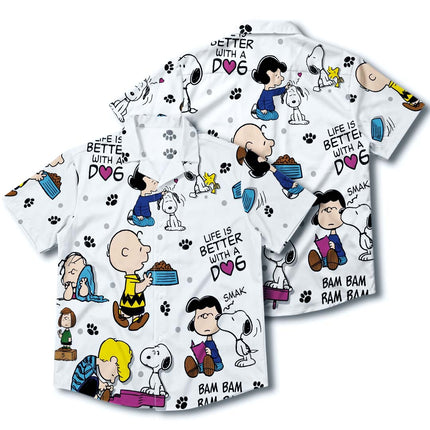 Dog Lover Friendship Paw Print Summer Hawaiian Shirt HW_SNPY37-SL02-DS04