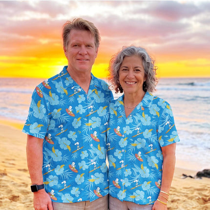 Beach Summer Surf Tropical Floral Blue Hawaiian Shirt