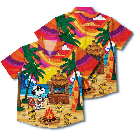 Tropical Beach Tiki Sunset Summer Hawaiian Shirt