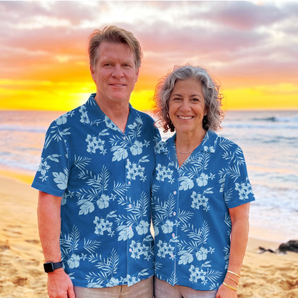 Beach Summer Blue Tropical Floral Hawaiian Shirt
