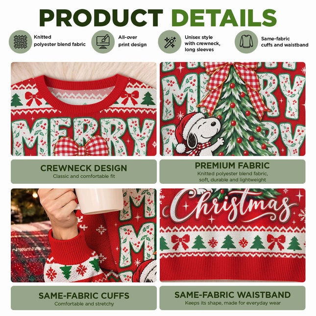 Funny Merry Christmas Ugly Sweatshirt Cartoon Dog Tree Design