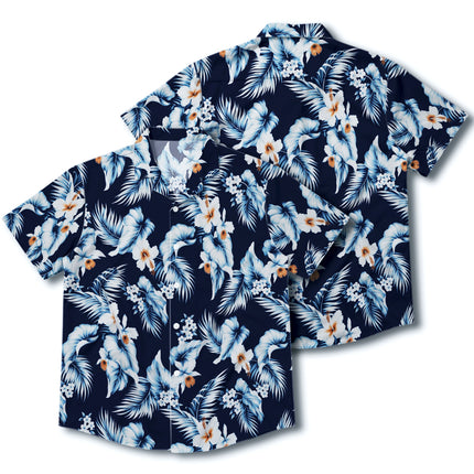 Beach Summer Navy Hibiscus Tropical Floral Hawaiian Shirt