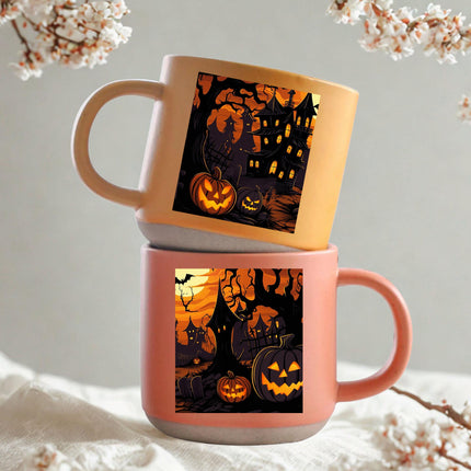 Jack O Lantern Halloween Pottery Mug Haunted House Spooky Decor