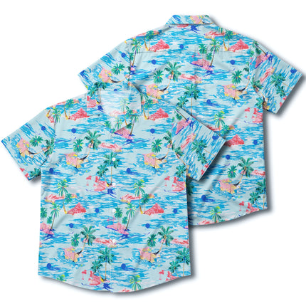 Tropical Island Palm Tree Ocean Beach Summer Hawaiian Shirt